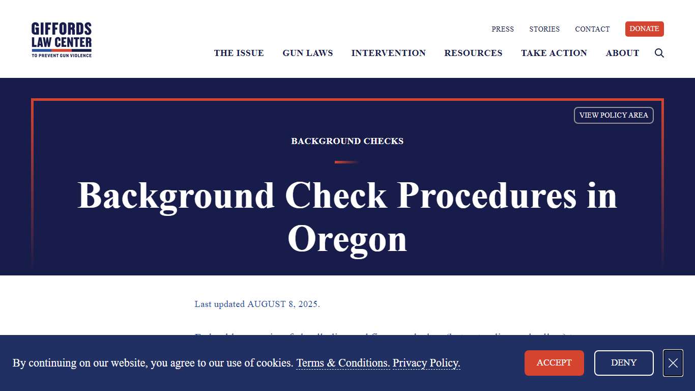 Background Check Procedure Laws in Oregon Giffords