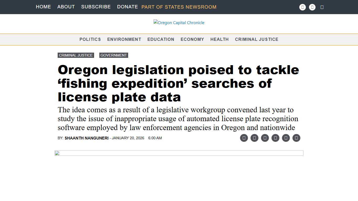 Oregon legislation poised to tackle ‘fishing expedition’ searches of license plate data • Oregon Capital Chronicle